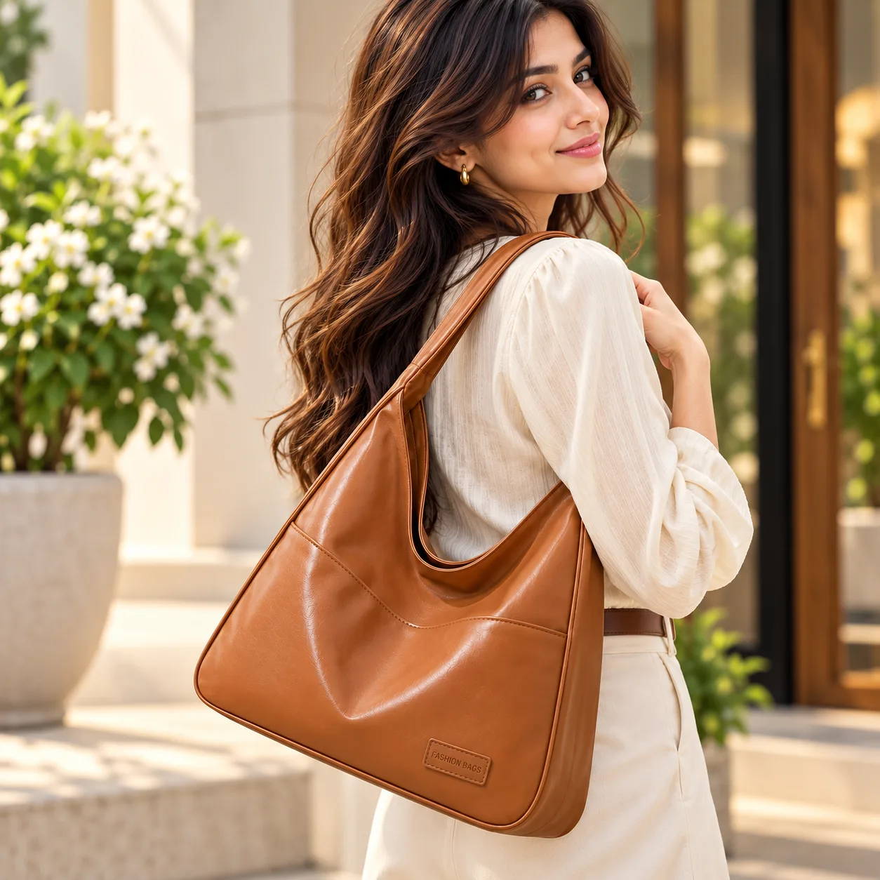 Retro Textured Shoulder Bag (Brawn)