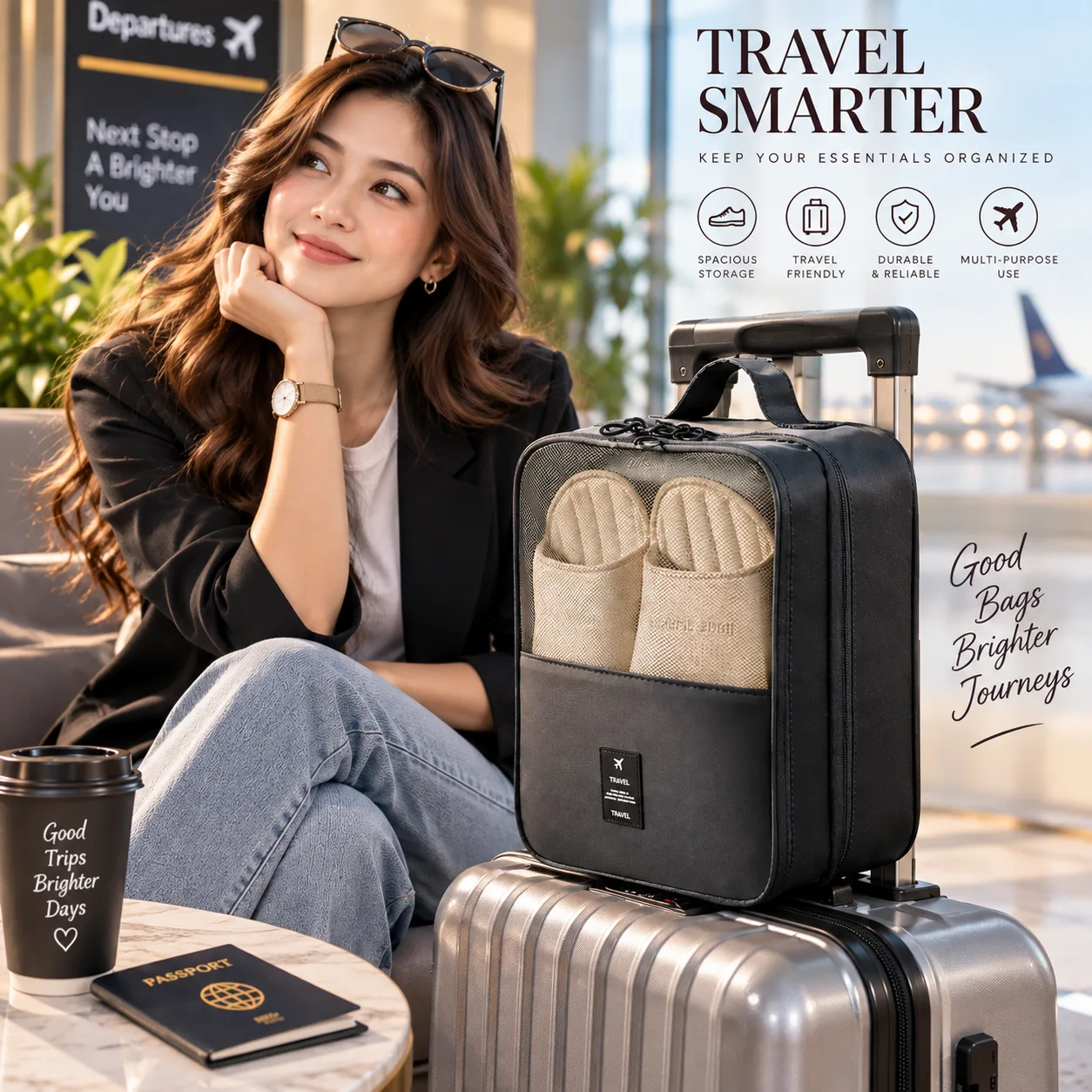 Premium Travel Shoe Storage Bag(Black)