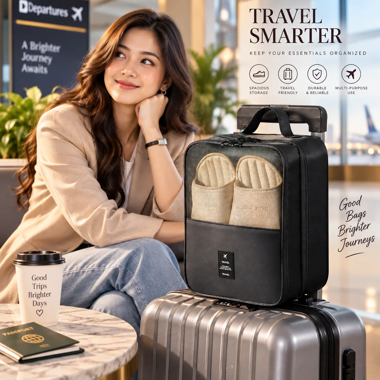 Premium Travel Shoe Storage Bag(Black)