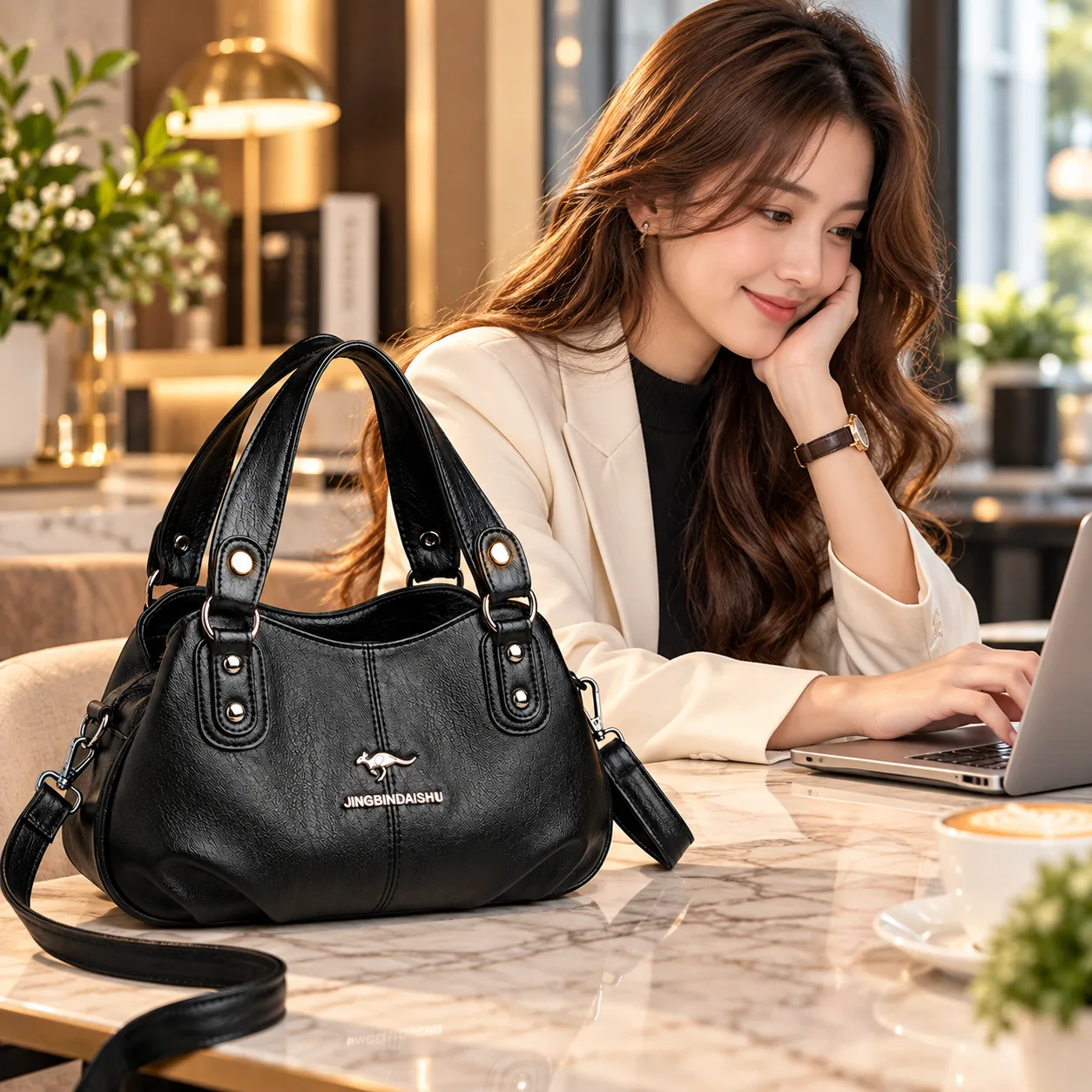 Premium 3-Layer Women’s Handbag (Black)