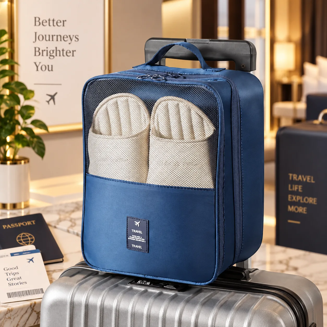 Premium Travel Shoe Storage Bag (Blue)