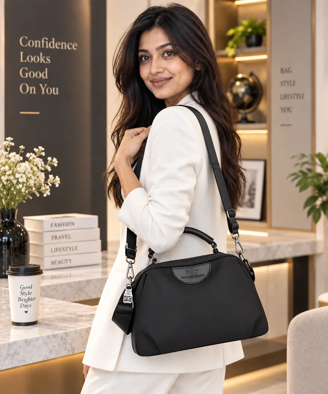 Premium Waterproof Oxford Shoulder Handbag (Black)