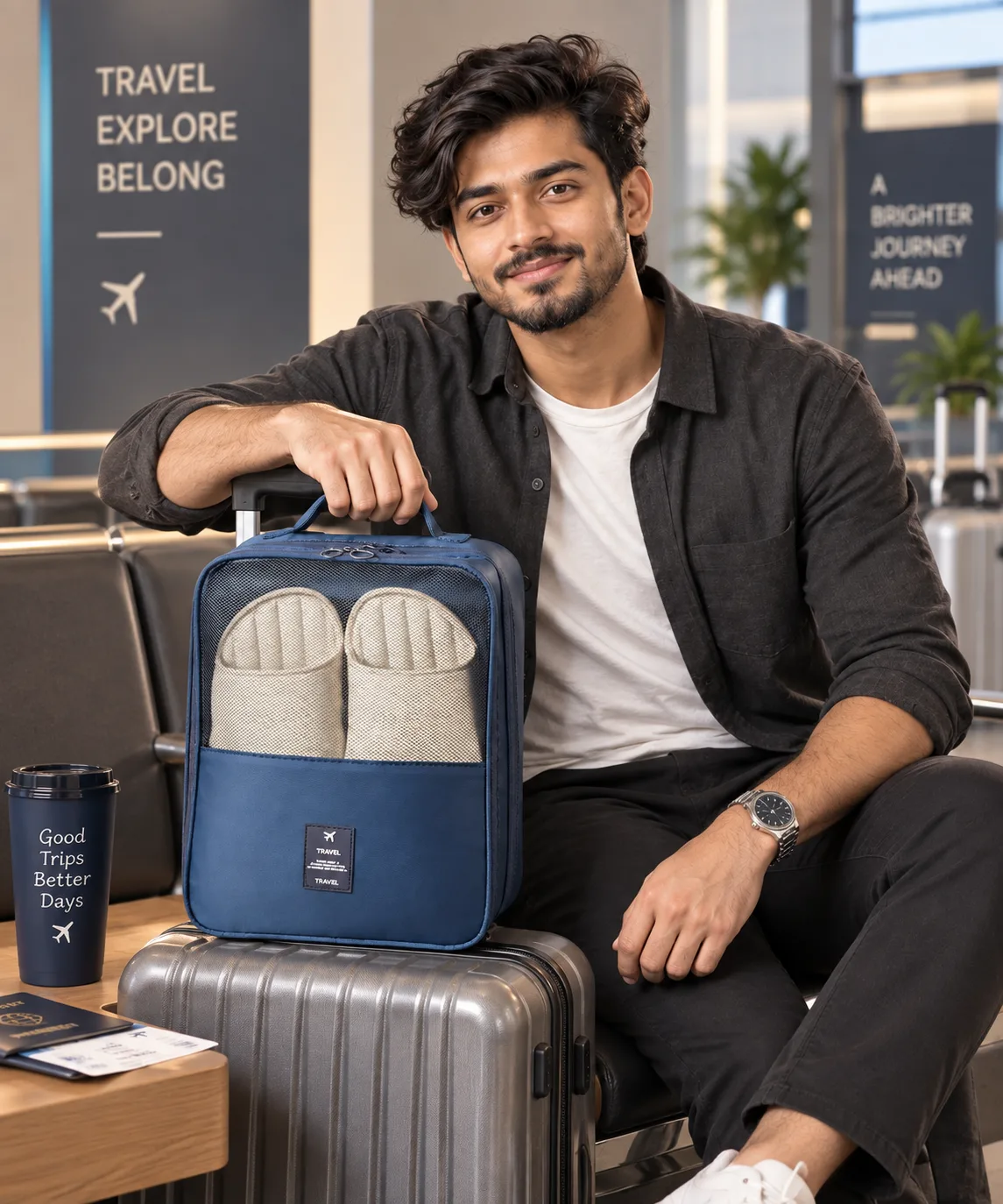 Premium Travel Shoe Storage Bag (Blue)