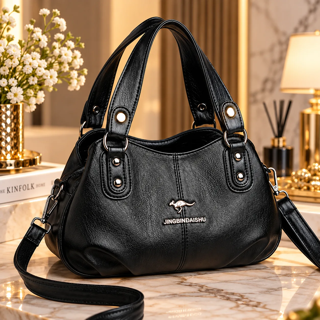 Premium 3-Layer Women’s Handbag (Black)