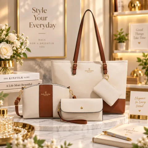 Premium 4-Piece Ladies Bag Set (Cream)