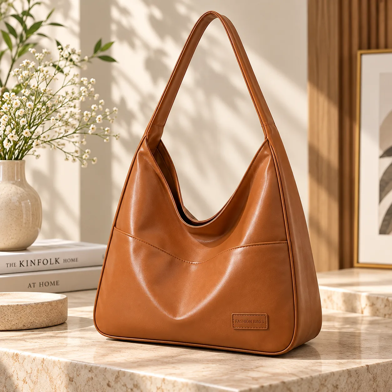 Retro Textured Shoulder Bag (Brawn)