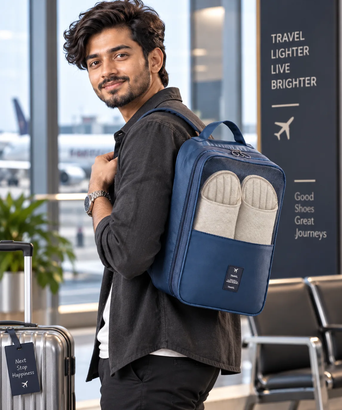 Premium Travel Shoe Storage Bag (Blue)